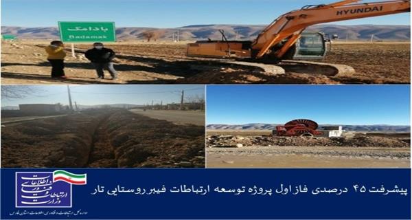 پیشرفت 45 درصدی فاز اول پروژه توسعه ارتباطات فیبر روستایی تار در استان فارس